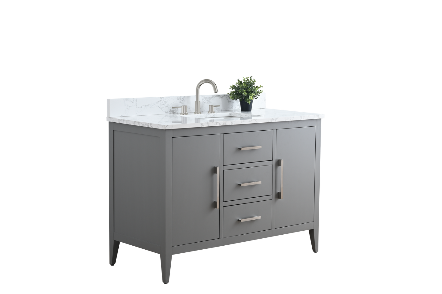 48 Inch Single Sink Bathroom Vanity in Cashmere Gray with Marble Countertop - Vanity Art VA9048-G