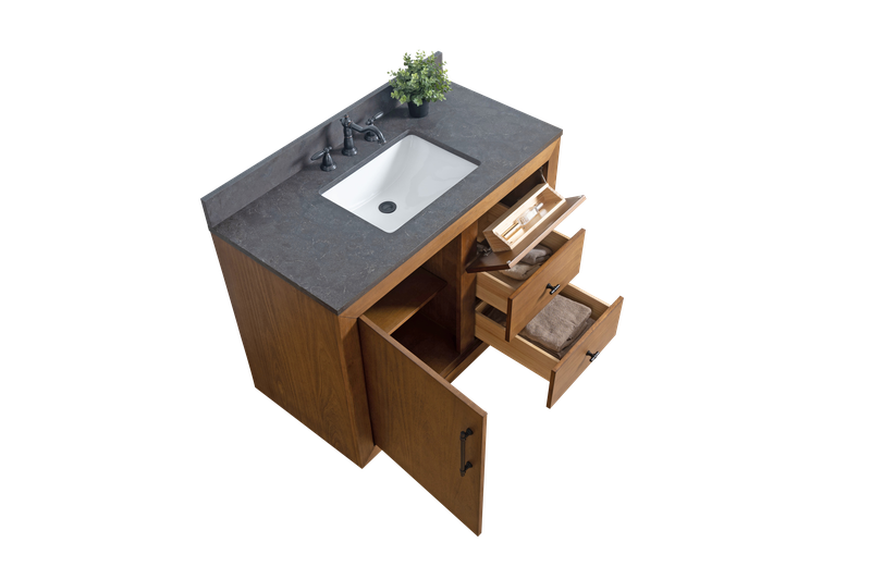 42 Inch Single Sink Bathroom Vanity in Tan with Limestone Top - Vanity Art VA7042-T-BT