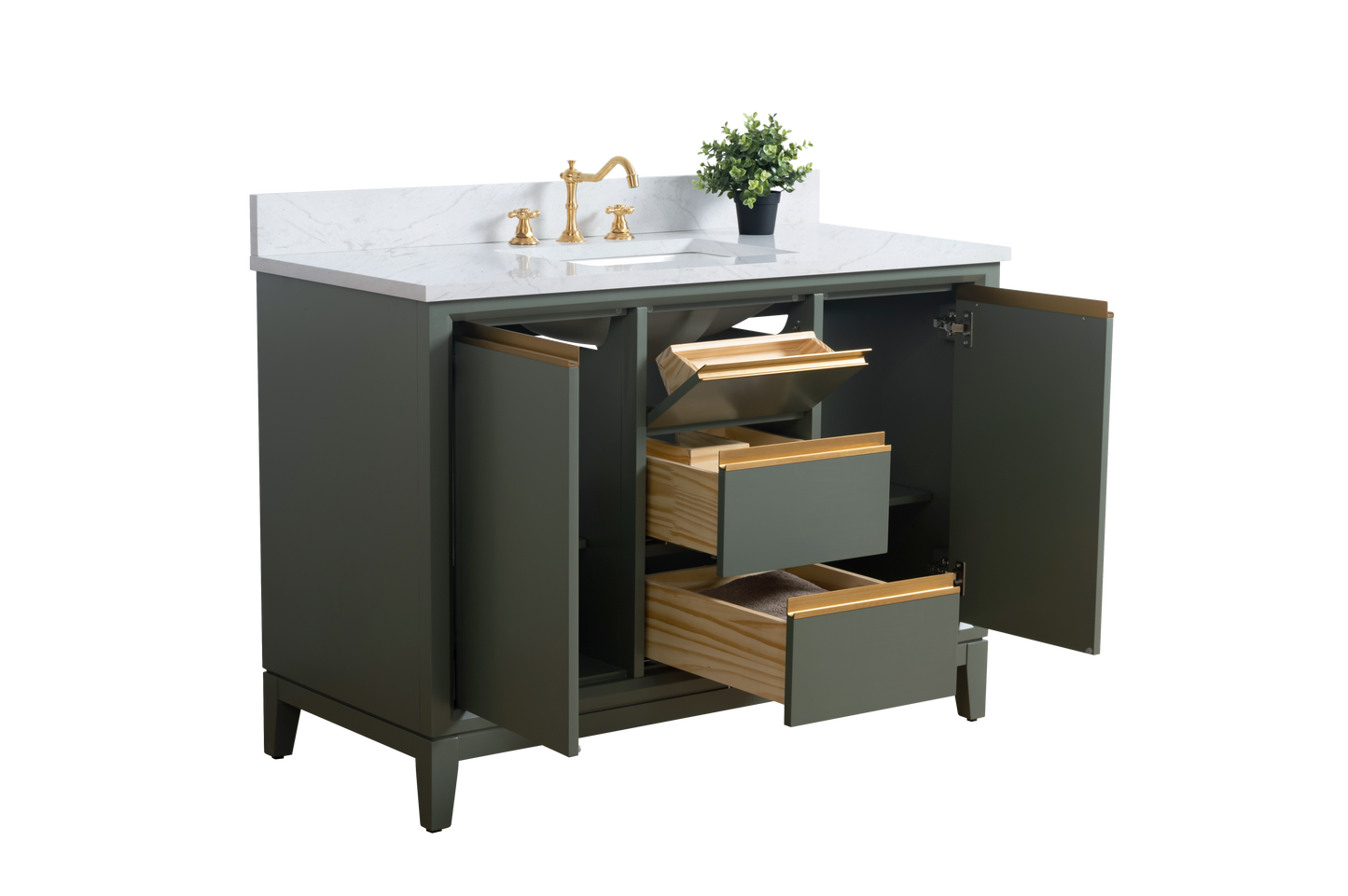 48 Inch Single Sink Bathroom Vanity in Vintage Green with Marble Countertop - Vanity Art VA8048-VG