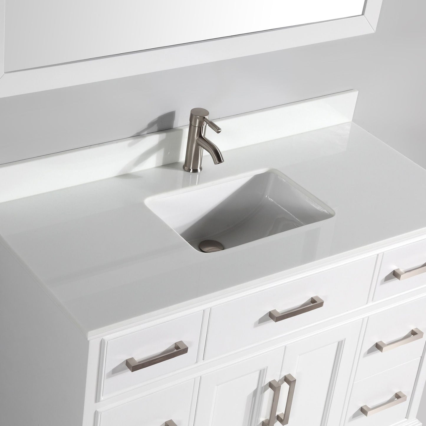 48 Inch Single Sink Bathroom Vanity in White with White Marble Countertop - Vanity Art VA1048W