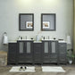 84 Inch Double Sink Bathroom Vanity in Espresso with Ceramic Countertop - Vanity Art VA3024-84E