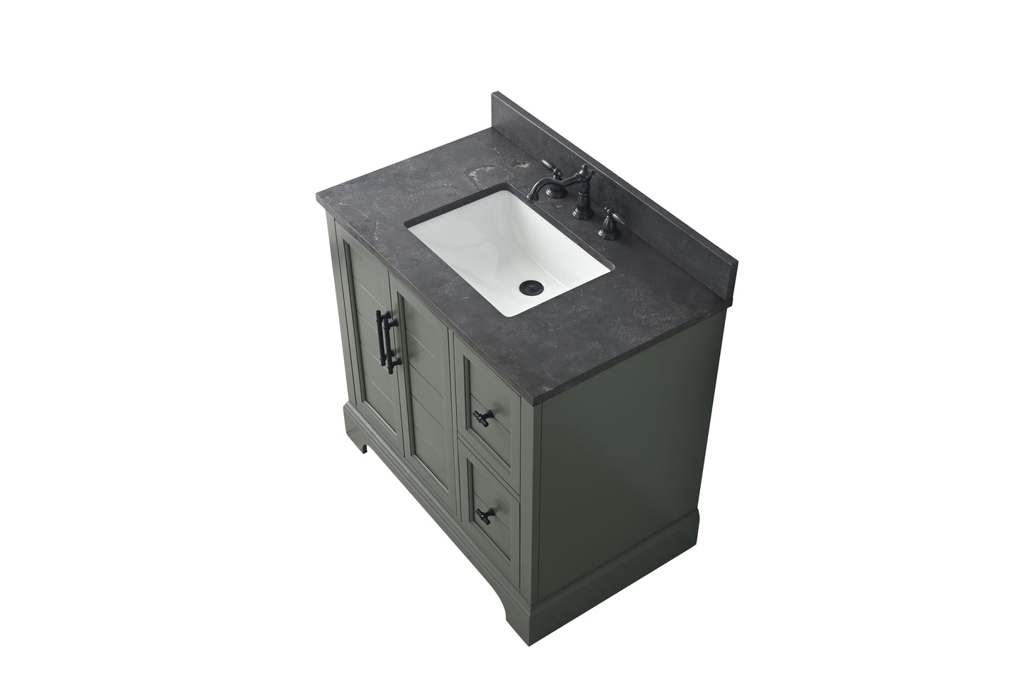 36 Inch Single Sink Bathroom Vanity in Vintage Green with Marble Countertop & Backsplash - Vanity Art VA5036-VG