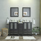 60 Inch Double Sink Bathroom Vanity in Espresso with Ceramic Countertop - Vanity Art VA3024-60E