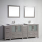 84 Inch Double Sink Bathroom Vanity in Gray with Ceramic Countertop - Vanity Art VA3030-84G