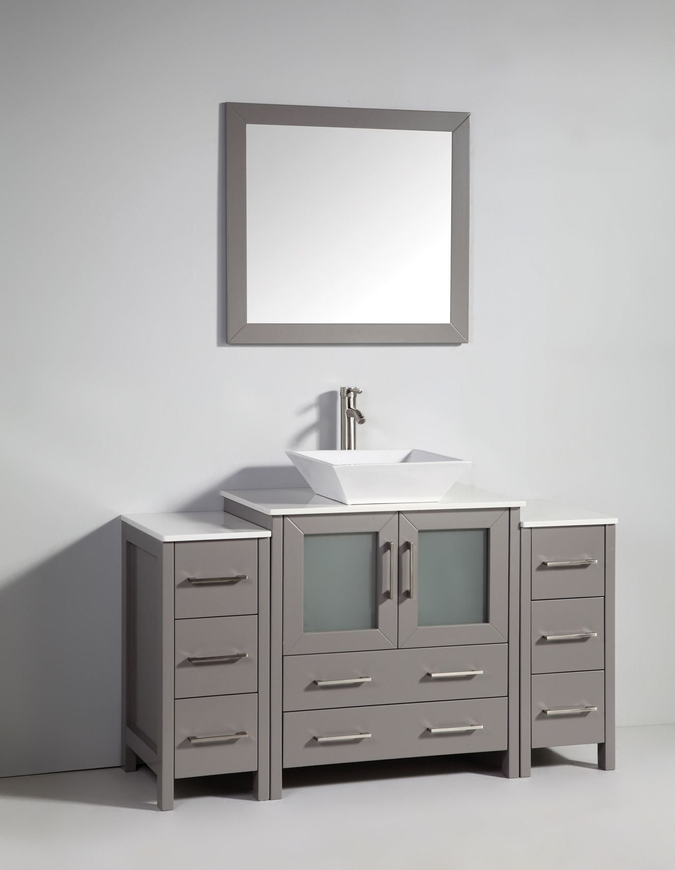 54 Inch Single Sink Bathroom Vanity in Gray with Marble Countertop - Vanity Art VA3130-54G