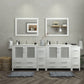 96 Inch Double Sink Bathroom Vanity in White with Ceramic Countertop - Vanity Art VA3036-96W