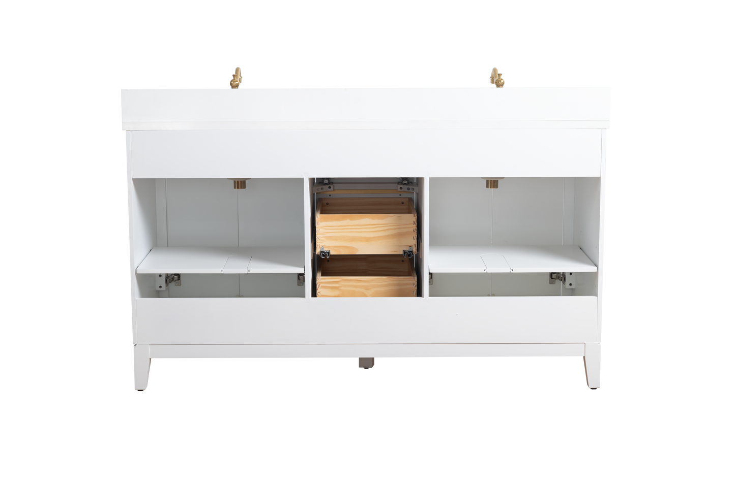 60 Inch Double Sink Bathroom Vanity in White with Marble Countertop - Vanity Art VA8060-DW