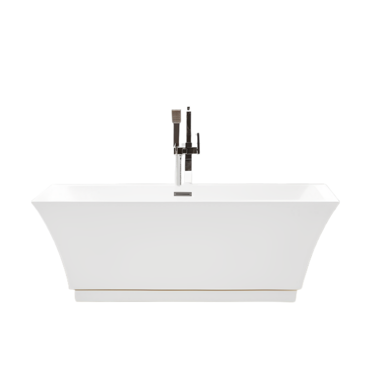 67 Inch Freestanding White Acrylic Bathtub with Overflow And Pop-Up Drain - Vanity Art VA6817-L-BN