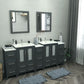 84 Inch Double Sink Bathroom Vanity in Espresso with Ceramic Countertop - Vanity Art VA3024-84E