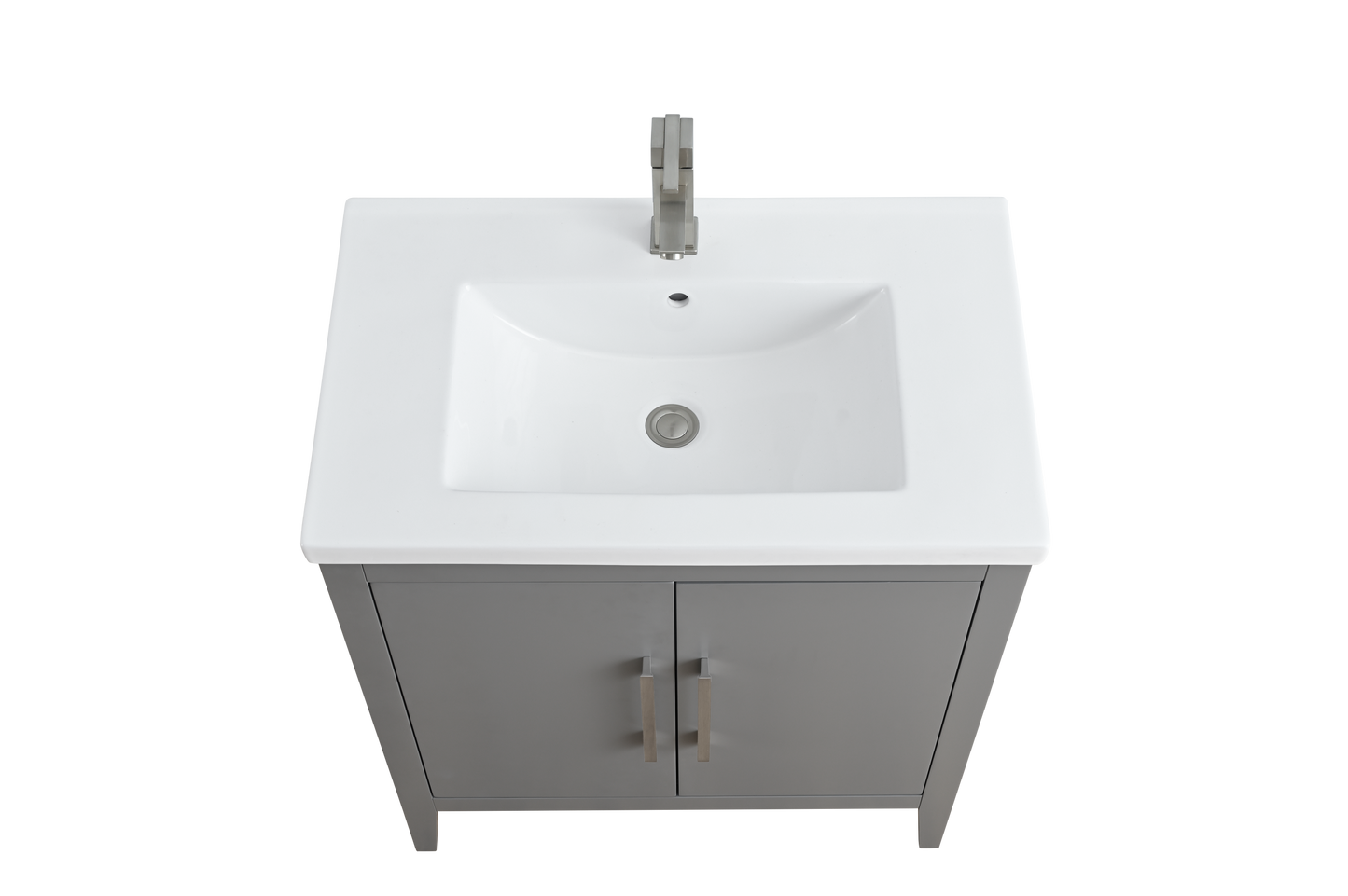 30 Inch Single Sink Bathroom Vanity in Cashmere Gray with Ceramic Top - Vanity Art VA9030-G