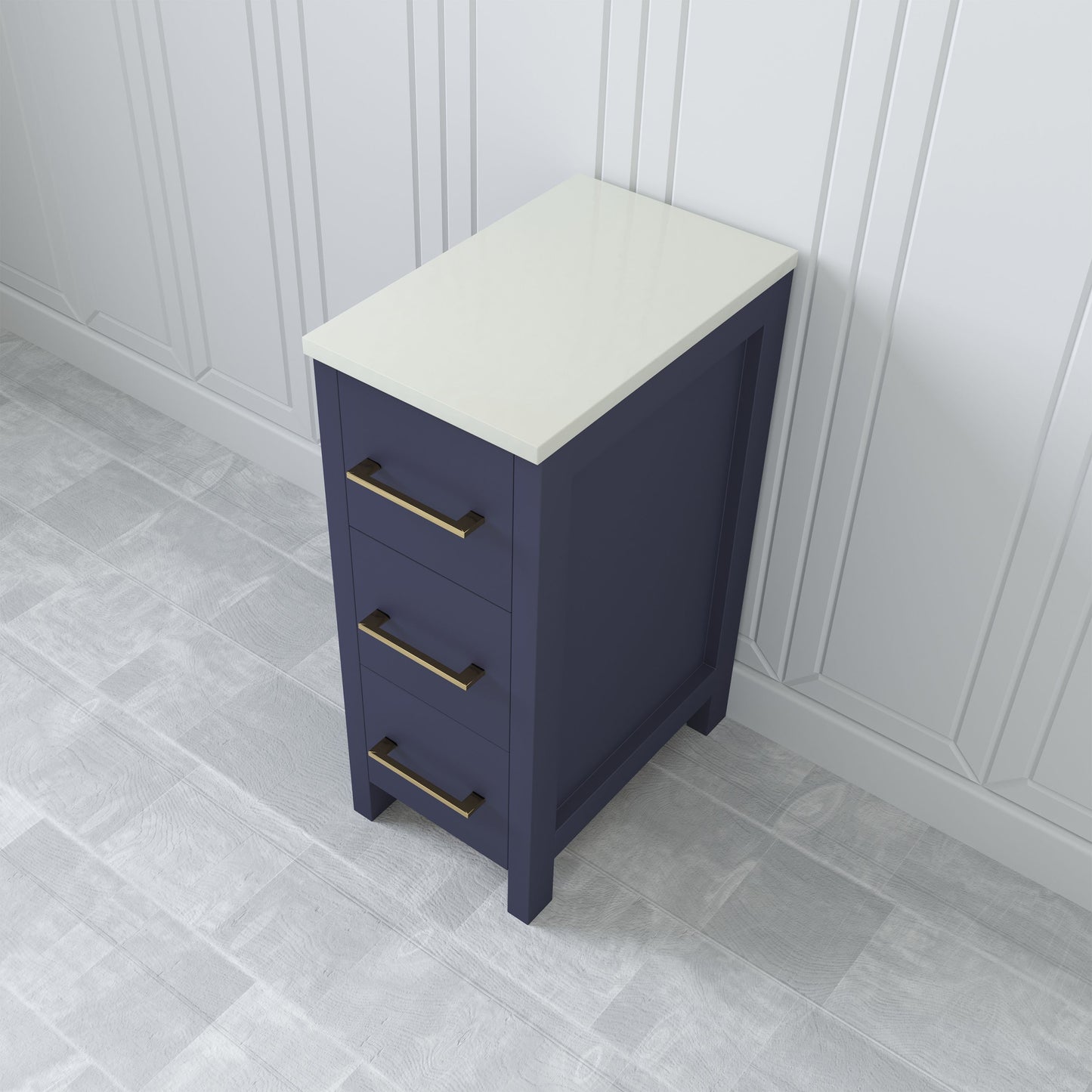 12 Inch Bathroom Vanity Cabinet in Blue with Marble Countertop - Vanity Art VA3112B