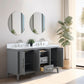 60 Inch Double Sink Bathroom Vanity in Cashmere Gray with Marble Countertop - Vanity Art VA9060-DG