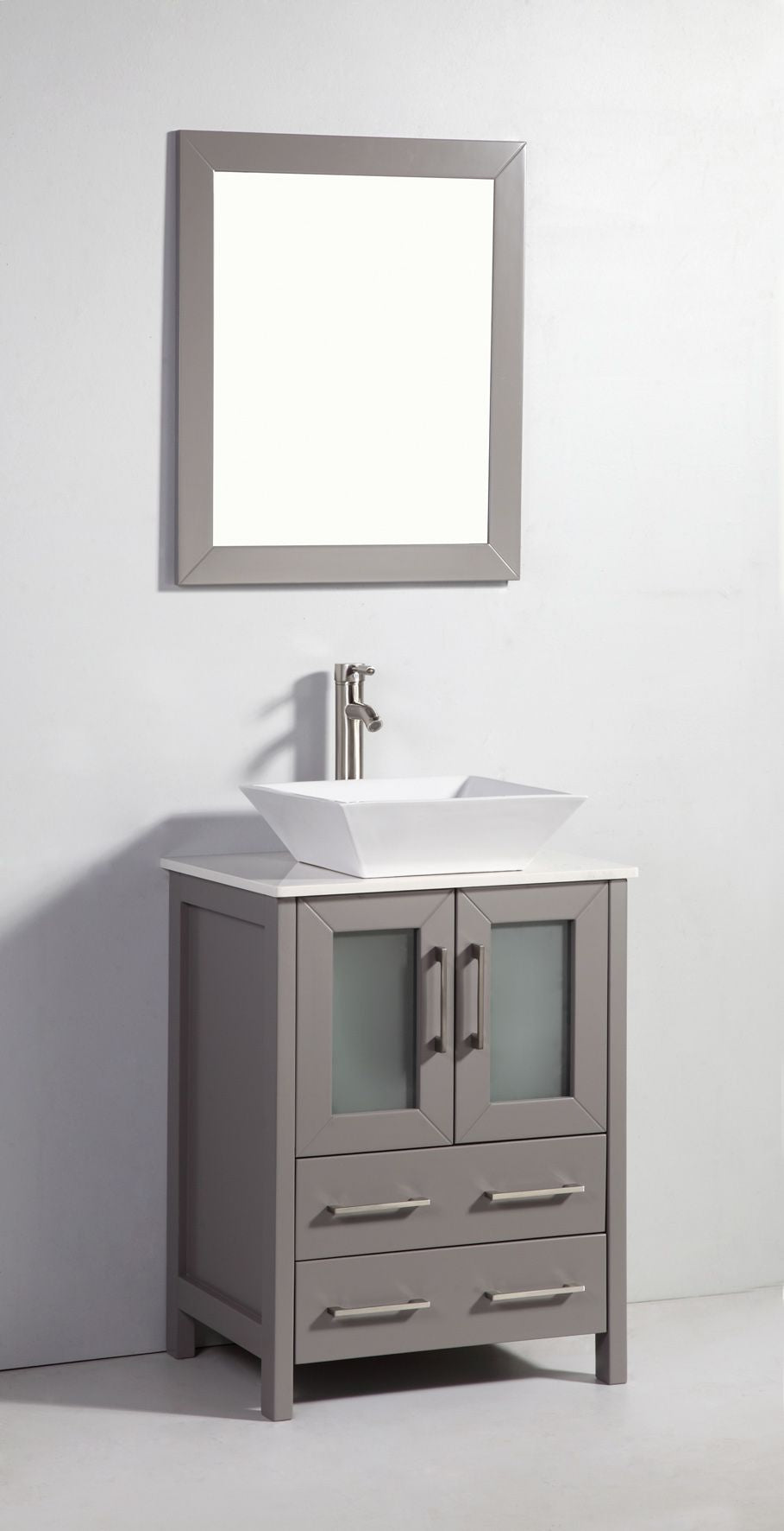 24 Inch Single Sink Bathroom Vanity in Gray with Marble Countertop - Vanity Art VA3124G