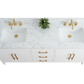 72 Inch Double Sink Bathroom Vanity in White with Marble Countertop - Vanity Art VA9072-DW