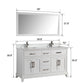 60 Inch Double Sink Bathroom Vanity in White with White Marble Countertop - Vanity Art VA1060DW