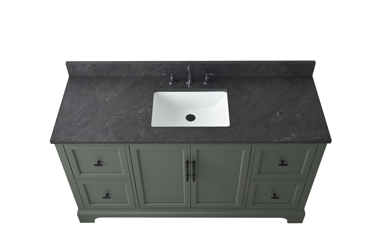 60 Inch Single Sink Bathroom Vanity in Vintage Green with Marble Countertop & Backsplash - Vanity Art VA5060-SVG