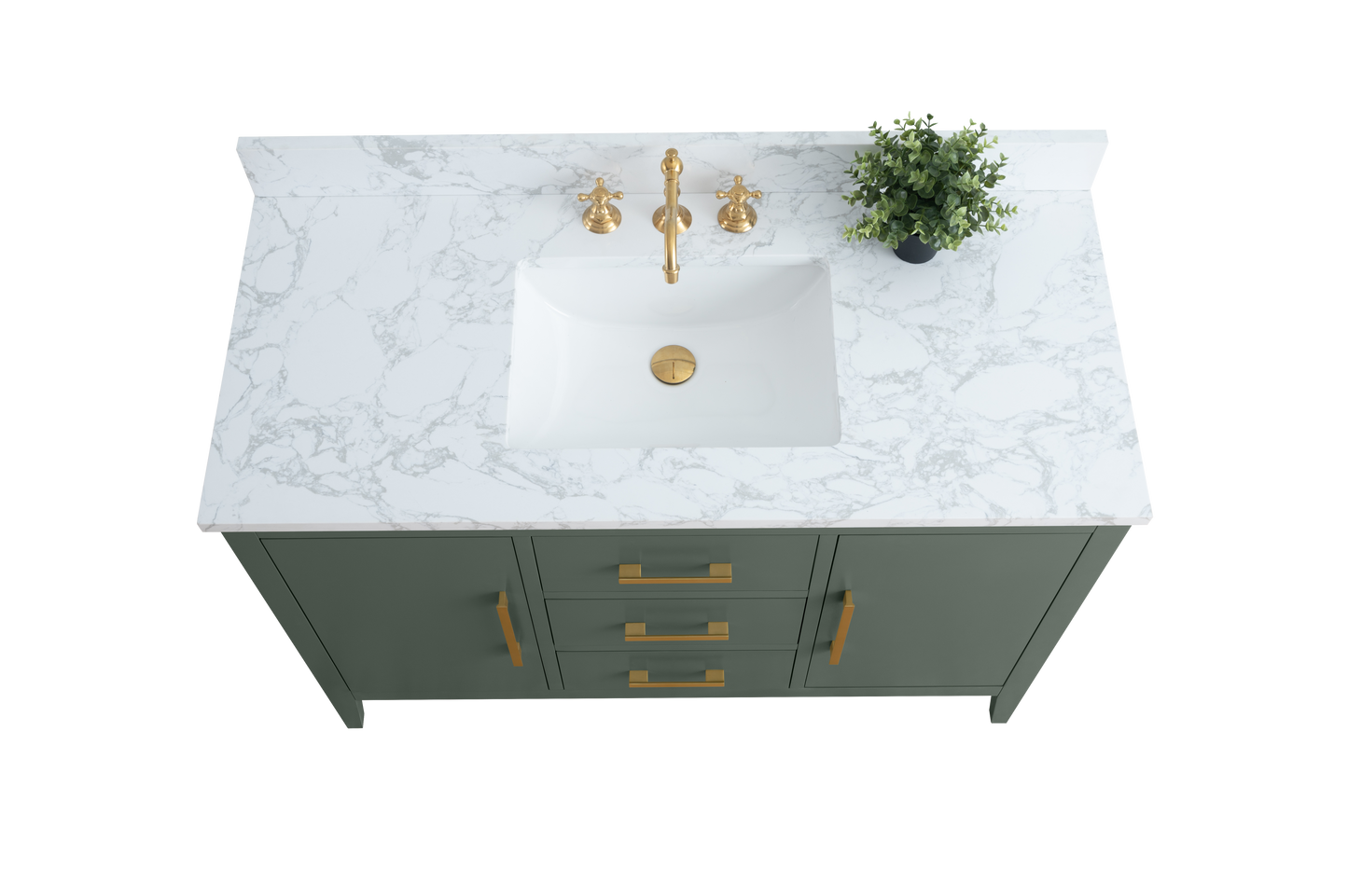 48 Inch Single Sink Bathroom Vanity in Vintage Green with Marble Countertop - Vanity Art VA9048-VG