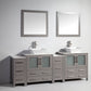 84 Inch Double Sink Bathroom Vanity in Gray with Marble Countertop - Vanity Art VA3130-84G