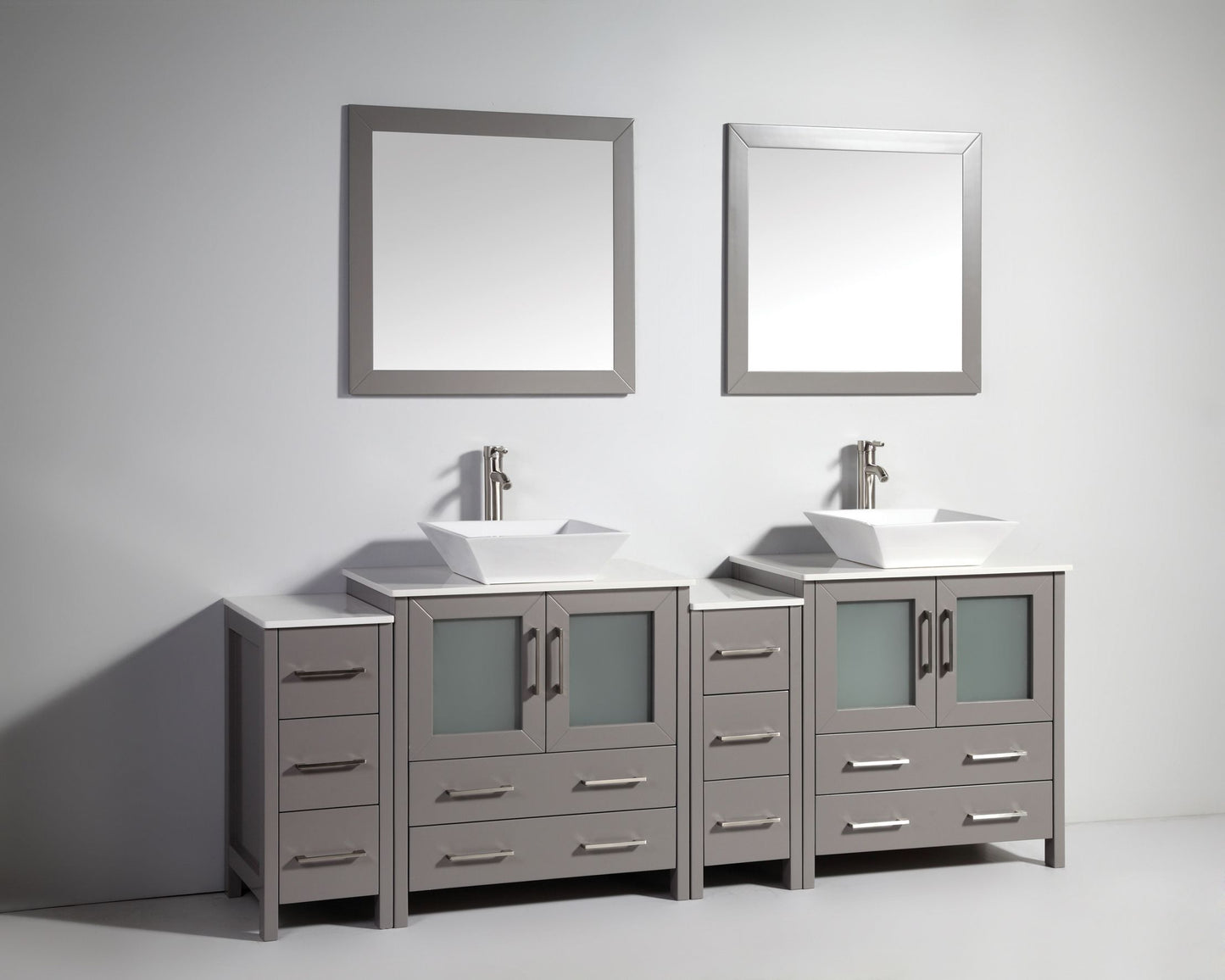 84 Inch Double Sink Bathroom Vanity in Gray with Marble Countertop - Vanity Art VA3130-84G