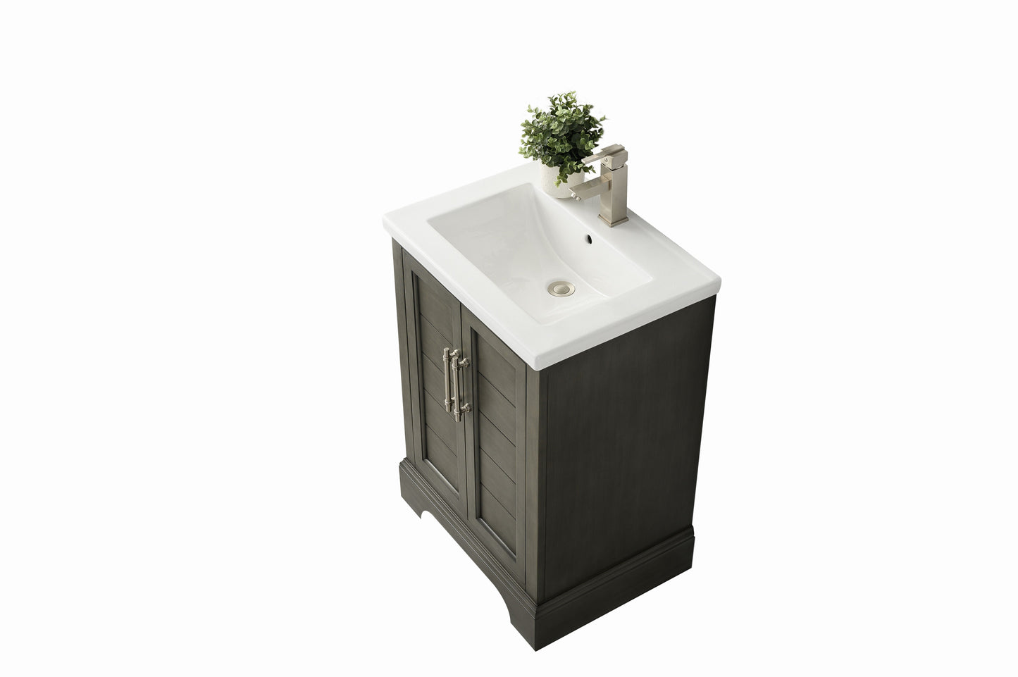 24 Inch Single Sink Bathroom Vanity in Gray with Ceramic Sink and Countertop - Vanity Art VA5024-SG