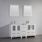 60 Inch Double Sink Bathroom Vanity in White with Ceramic Countertop - Vanity Art VA3024-60W