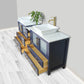 84 Inch Double Sink Bathroom Vanity in Blue with Marble Countertop - Vanity Art VA3136-84B