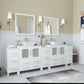 96 Inch Double Sink Bathroom Vanity in White with Marble Countertop - Vanity Art VA3130-96W