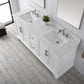 72 Inch Double Sink Bathroom Vanity in White with Marble Countertop & Backsplash - Vanity Art VA5072-DW