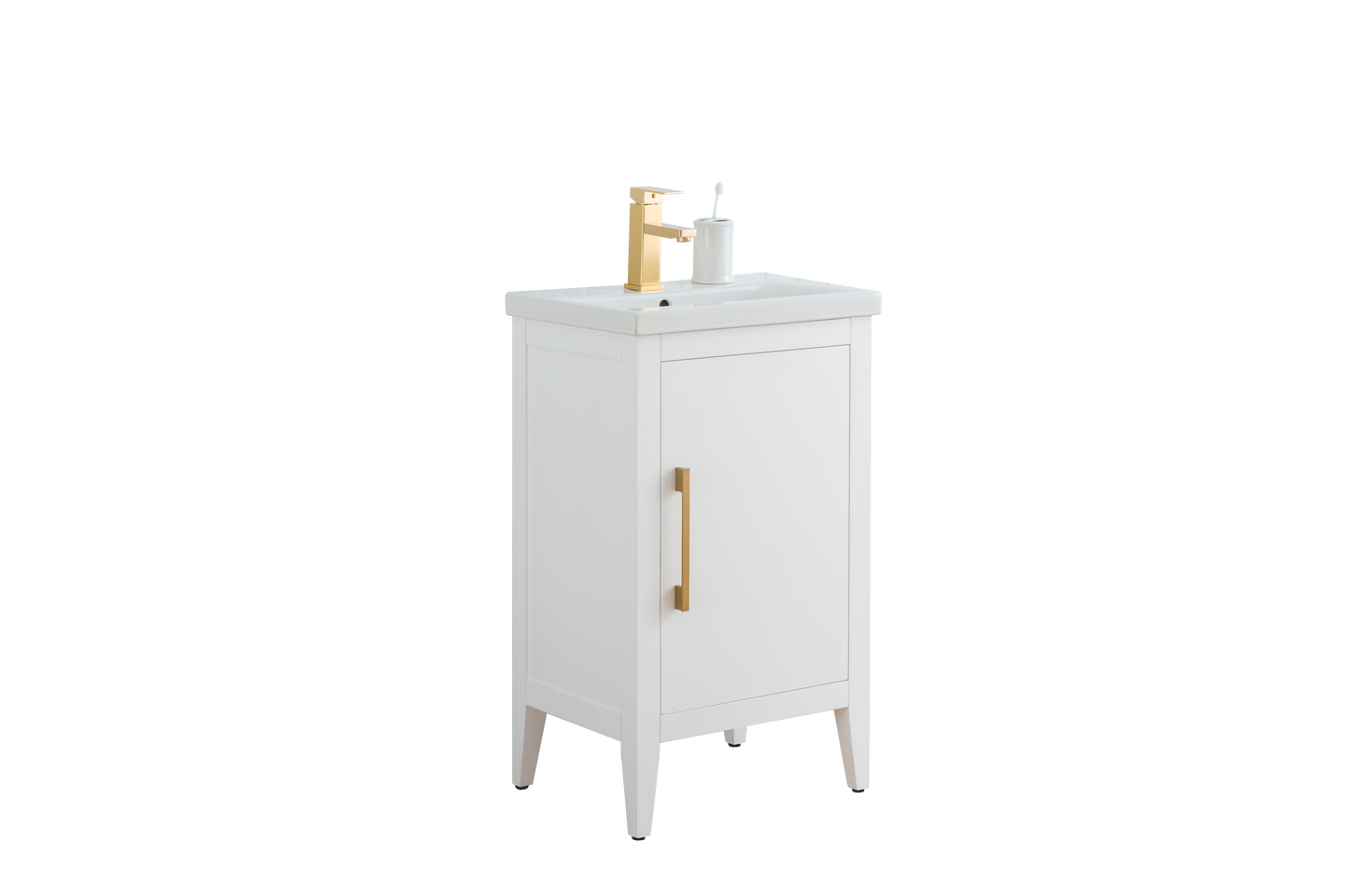 20 Inch Single Sink Bathroom Vanity in White with Ceramic Top - Vanity Art VA9020-W