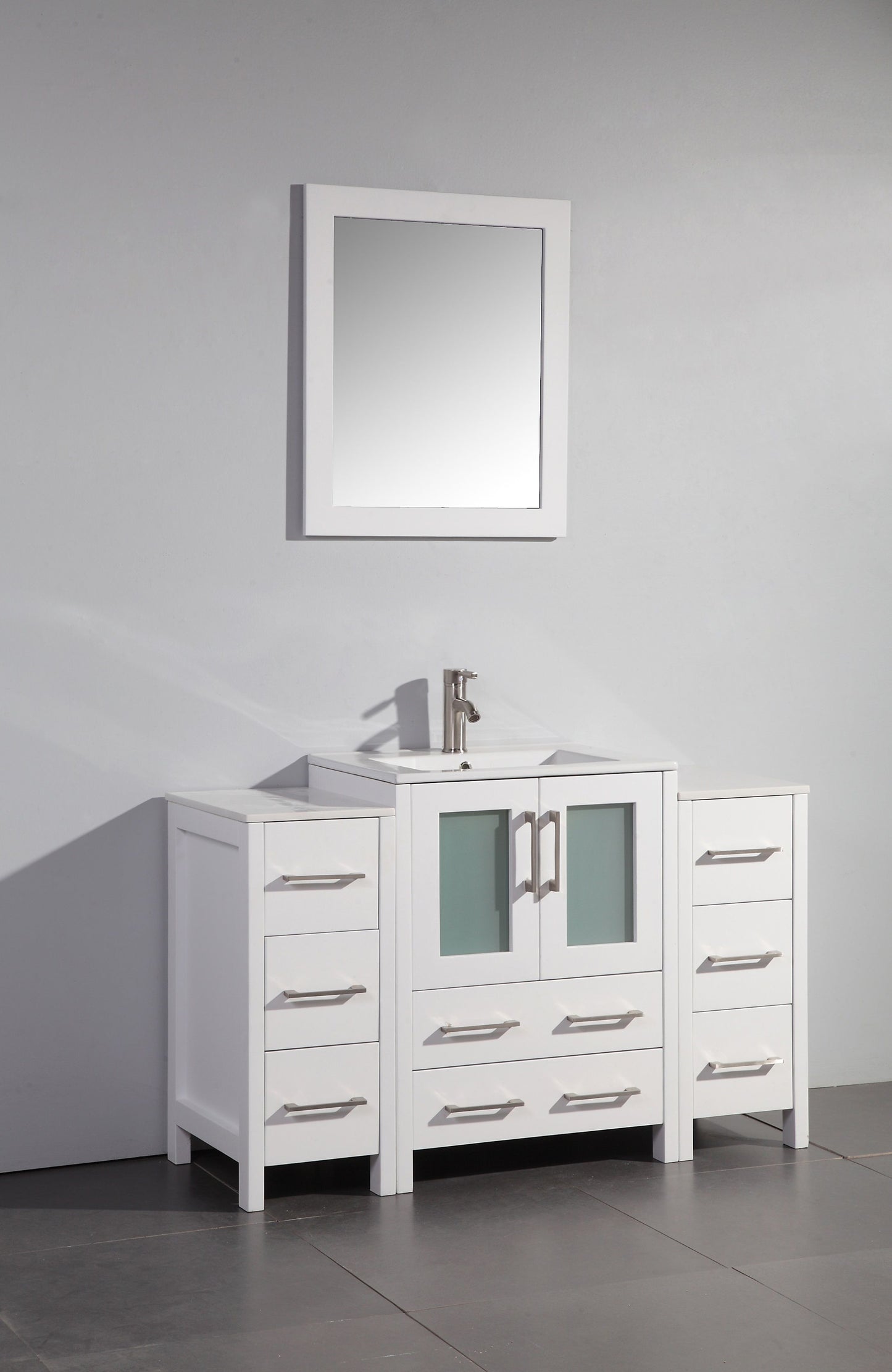 48 Inch Single Sink Bathroom Vanity in White with Ceramic Countertop - Vanity Art VA3024-48W