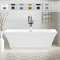 67 Inch Freestanding White Acrylic Bathtub with Overflow And Pop-Up Drain - Vanity Art VA6817-L-TG