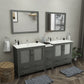 84 Inch Double Sink Bathroom Vanity in Gray with Ceramic Countertop - Vanity Art VA3036-84G