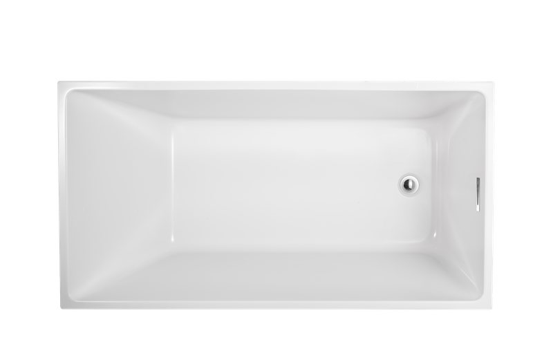 Vanity Art 47 Inch Freestanding White Acrylic Bathtub with Overflow And Pop-Up Drain - Vanity Art VA6816B-XS