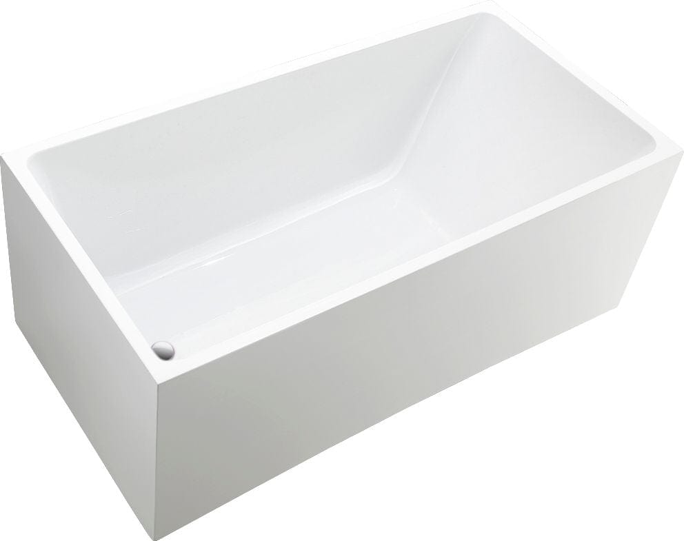 Vanity Art 55 Inch Freestanding White Acrylic Bathtub with Overflow And Pop-Up Drain - Vanity Art VA6816B-M