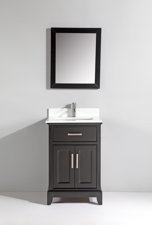 Vanity Art VA1024E 24 Inch Single Sink Bathroom Vanity in Espresso with White Marble Countertop - Vanity Art VA1024E