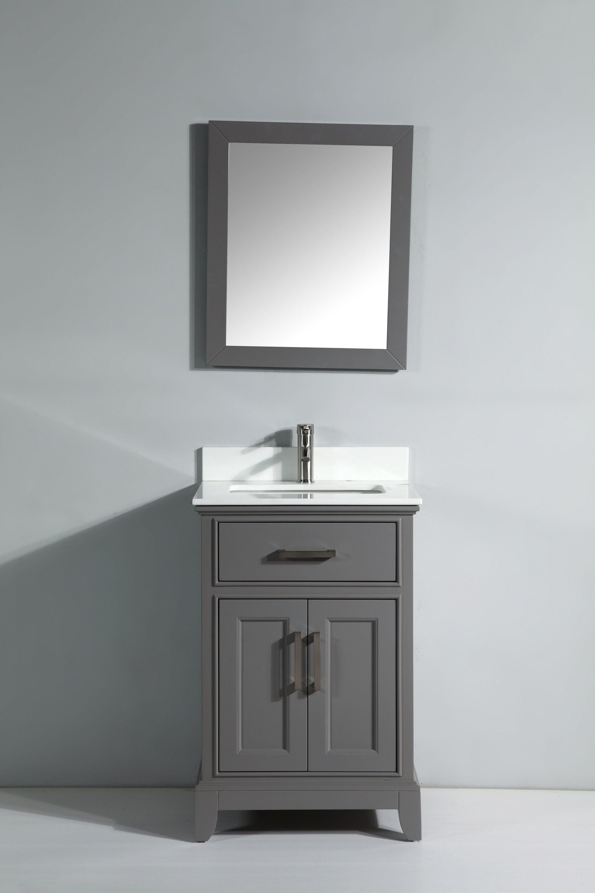 Vanity Art VA1024G 24 Inch Single Sink Bathroom Vanity in Gray with White Marble Countertop - Vanity Art VA1024G