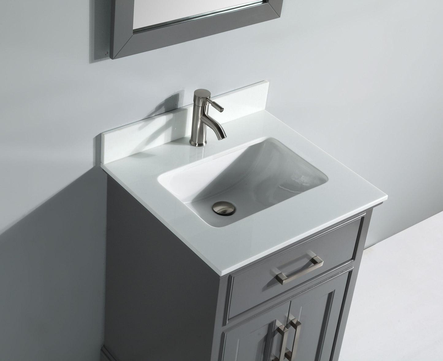 Vanity Art VA1024G 24 Inch Single Sink Bathroom Vanity in Gray with White Marble Countertop - Vanity Art VA1024G