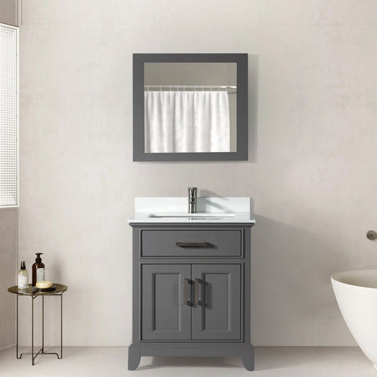 Vanity Art VA1030G 30 Inch Single Sink Bathroom Vanity in Gray with White Marble Countertop - Vanity Art VA1030G