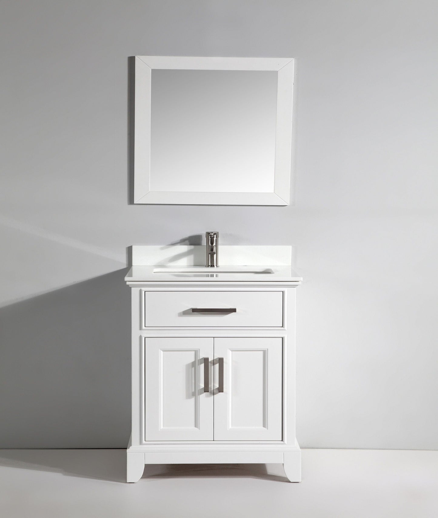 Vanity Art VA1030W 30 Inch Single Sink Bathroom Vanity in White with White Marble Countertop - Vanity Art VA1030W