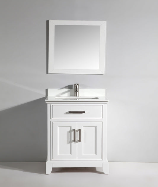 Vanity Art VA1030W 30 Inch Single Sink Bathroom Vanity in White with White Marble Countertop - Vanity Art VA1030W