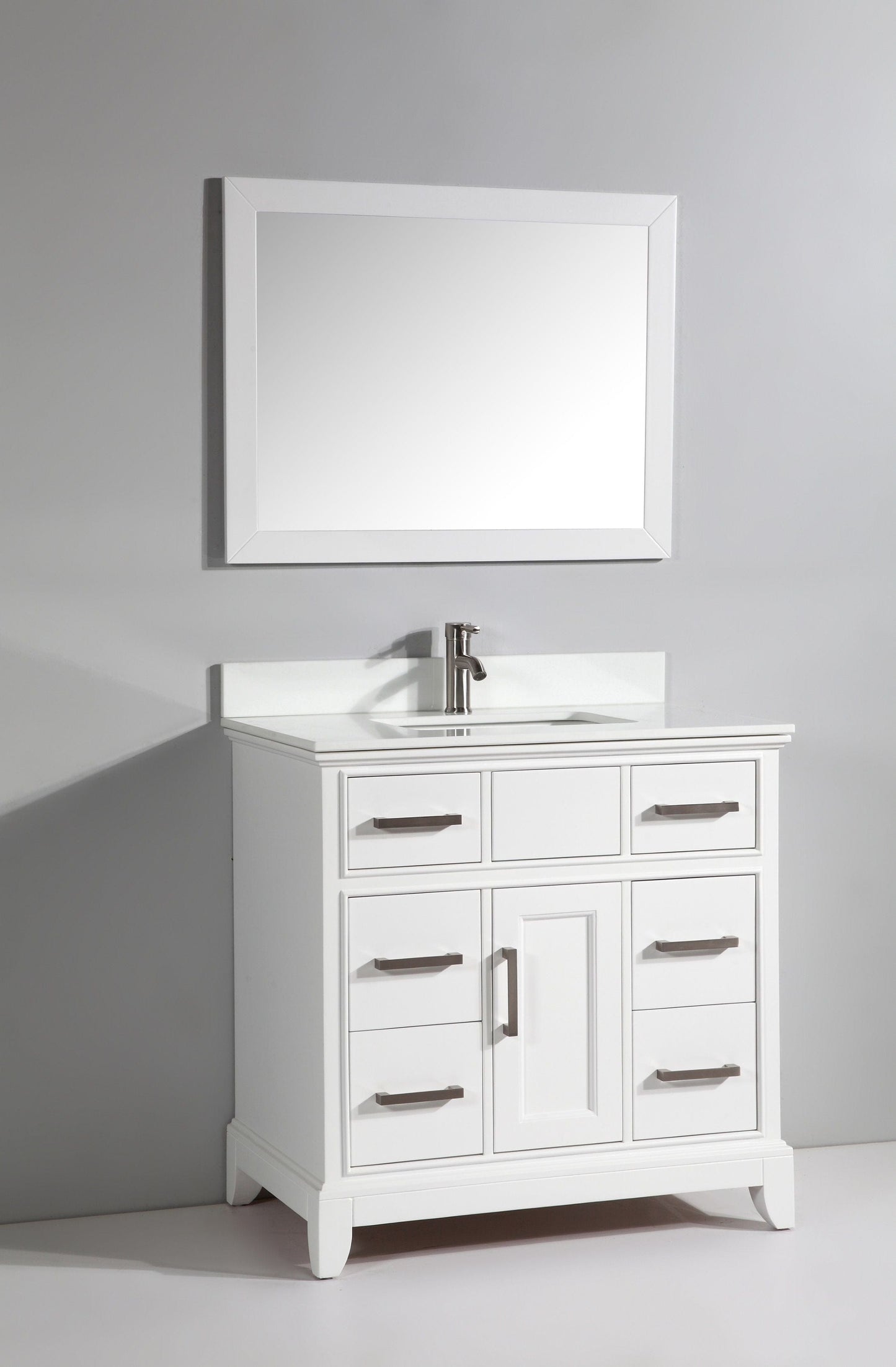 Vanity Art VA1036W 36 Inch Single Sink Bathroom Vanity in White with White Marble Countertop - Vanity Art VA1036W