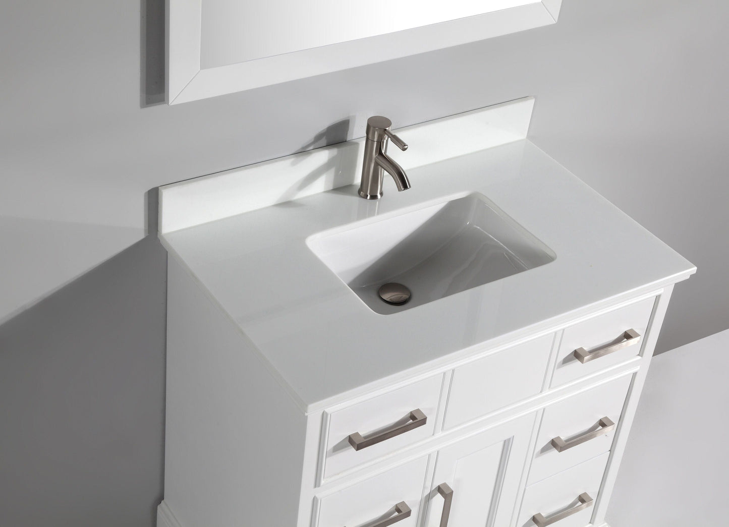 Vanity Art VA1036W 36 Inch Single Sink Bathroom Vanity in White with White Marble Countertop - Vanity Art VA1036W