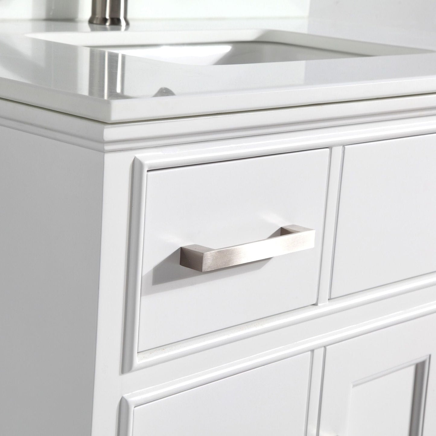 Vanity Art VA1036W 36 Inch Single Sink Bathroom Vanity in White with White Marble Countertop - Vanity Art VA1036W