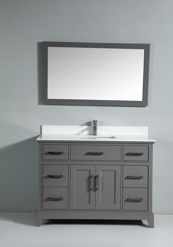 Vanity Art VA1048G 48 Inch Single Sink Bathroom Vanity in Gray with White Marble Countertop - Vanity Art VA1048G