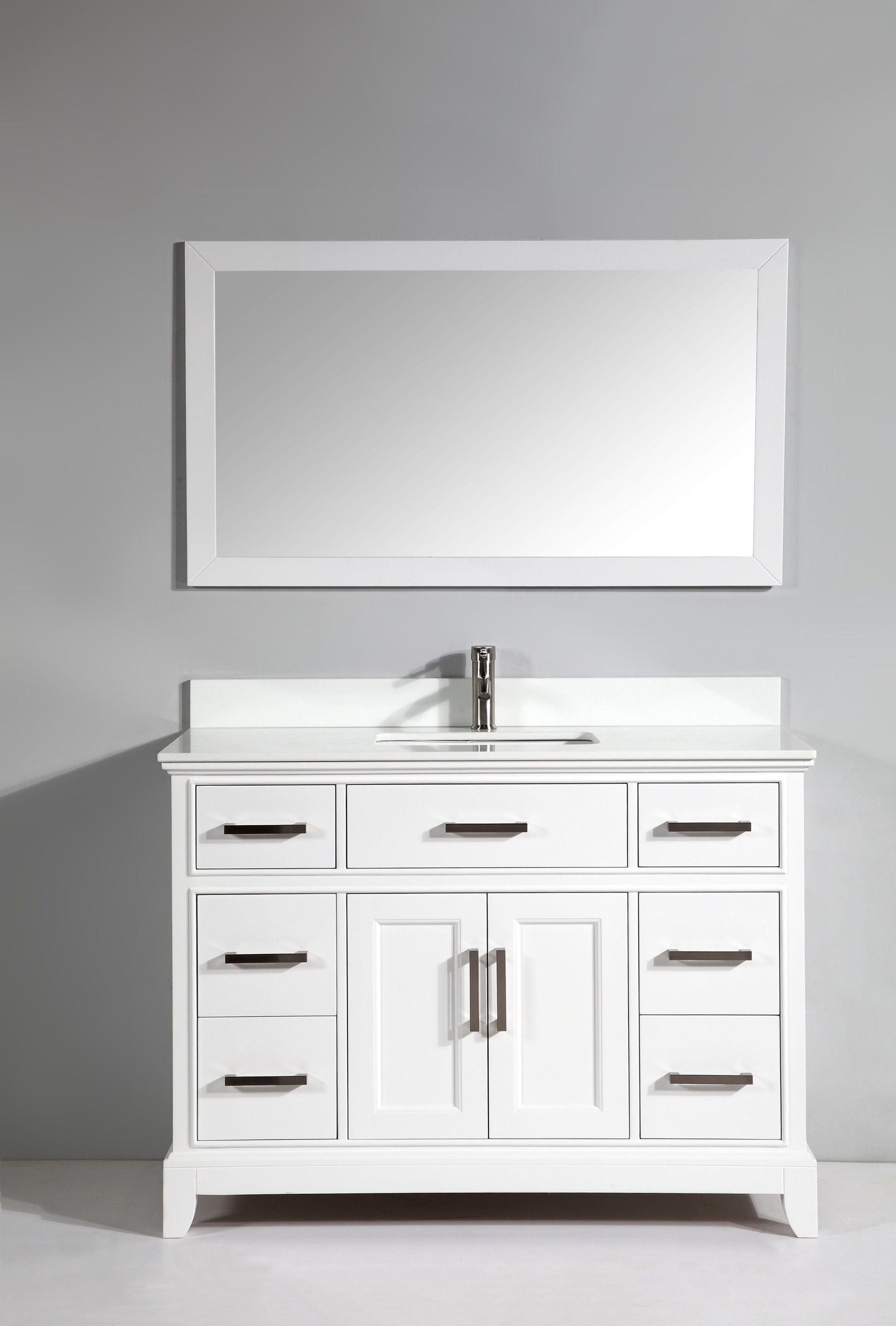 Vanity Art VA1048W 48 Inch Single Sink Bathroom Vanity in White with White Marble Countertop - Vanity Art VA1048W