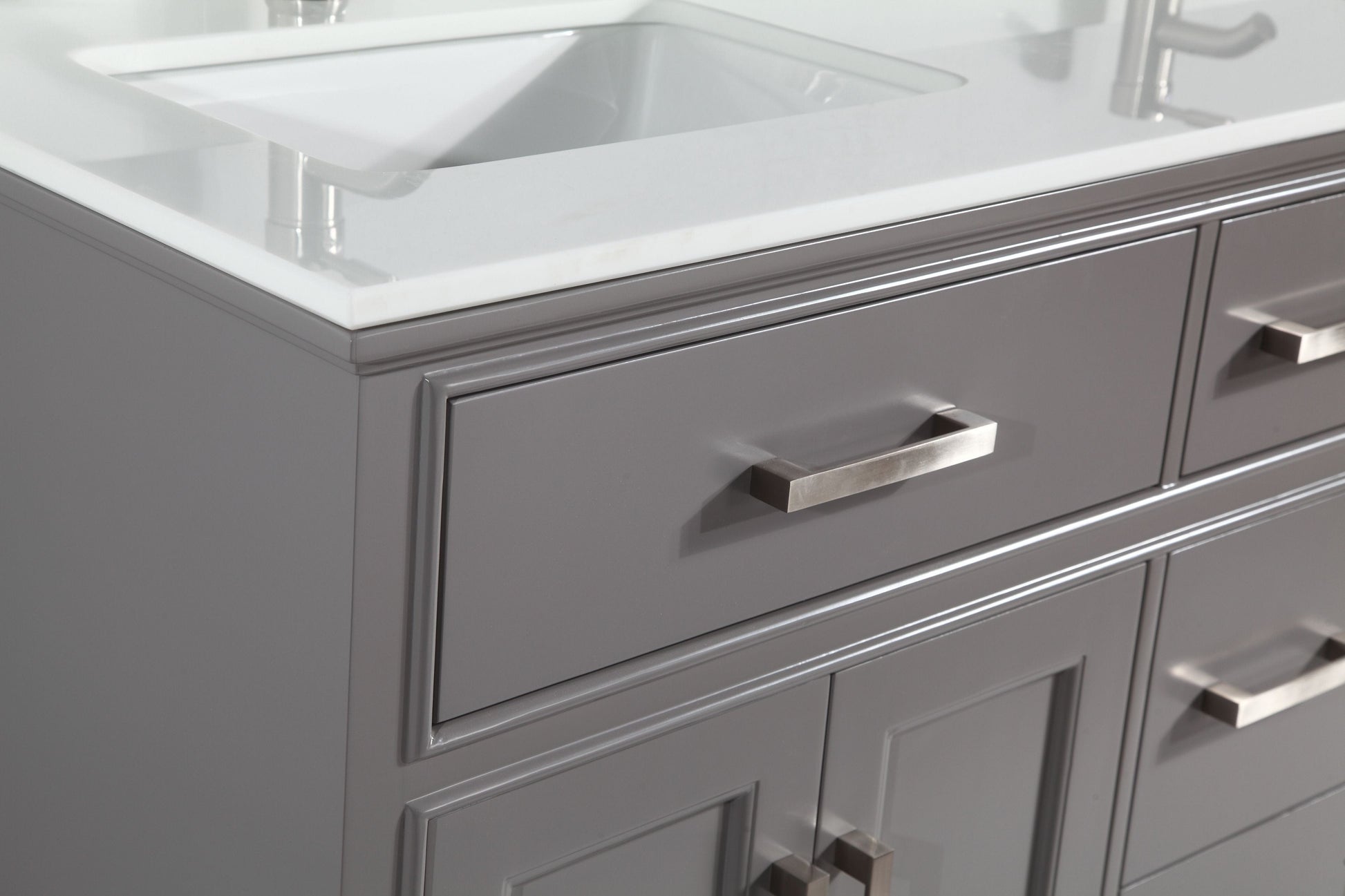 Vanity Art VA1060DG 60 Inch Double Sink Bathroom Vanity in Gray with White Marble Countertop - Vanity Art VA1060DG