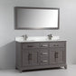 Vanity Art VA1060DG 60 Inch Double Sink Bathroom Vanity in Gray with White Marble Countertop - Vanity Art VA1060DG