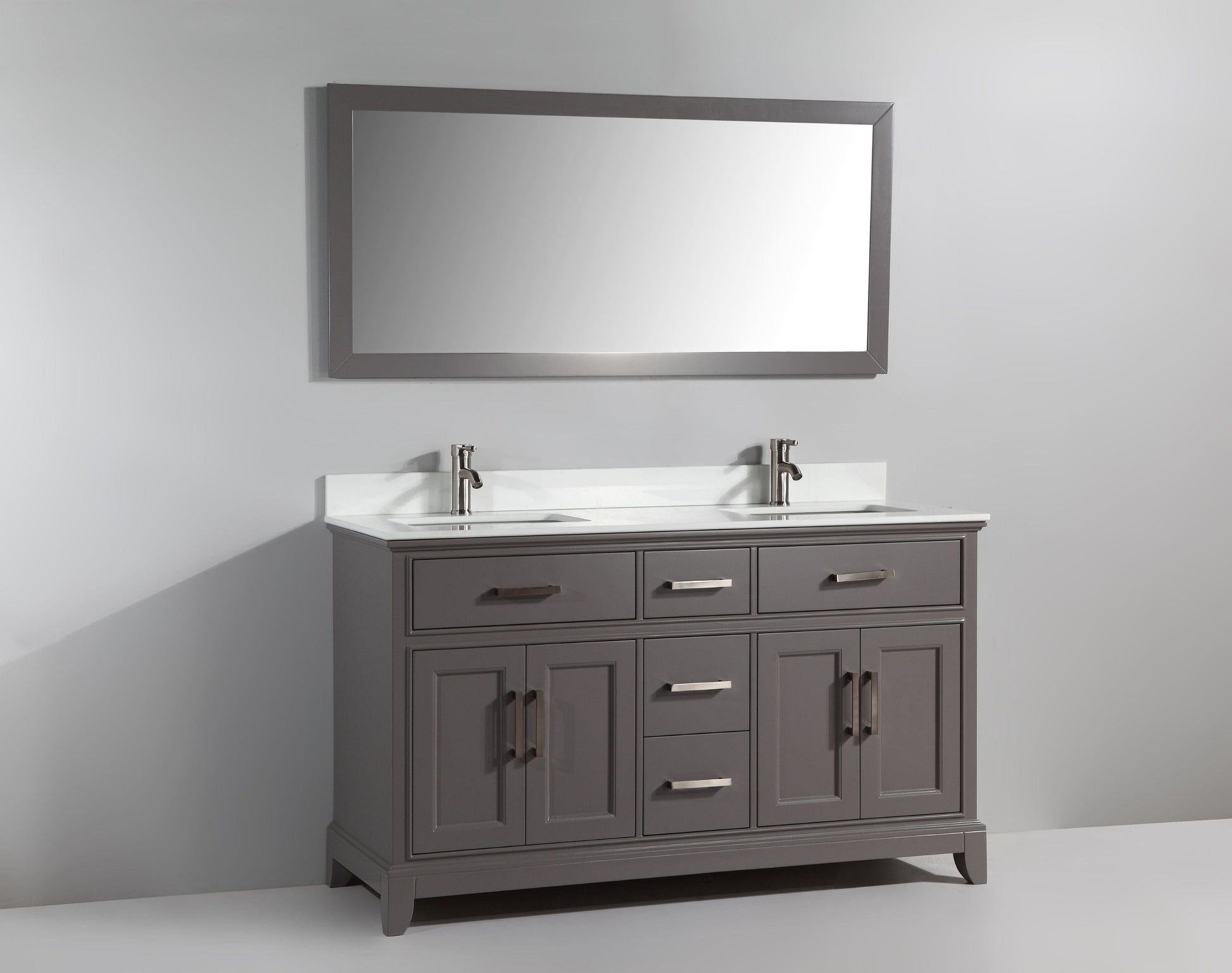 Vanity Art VA1060DG 60 Inch Double Sink Bathroom Vanity in Gray with White Marble Countertop - Vanity Art VA1060DG