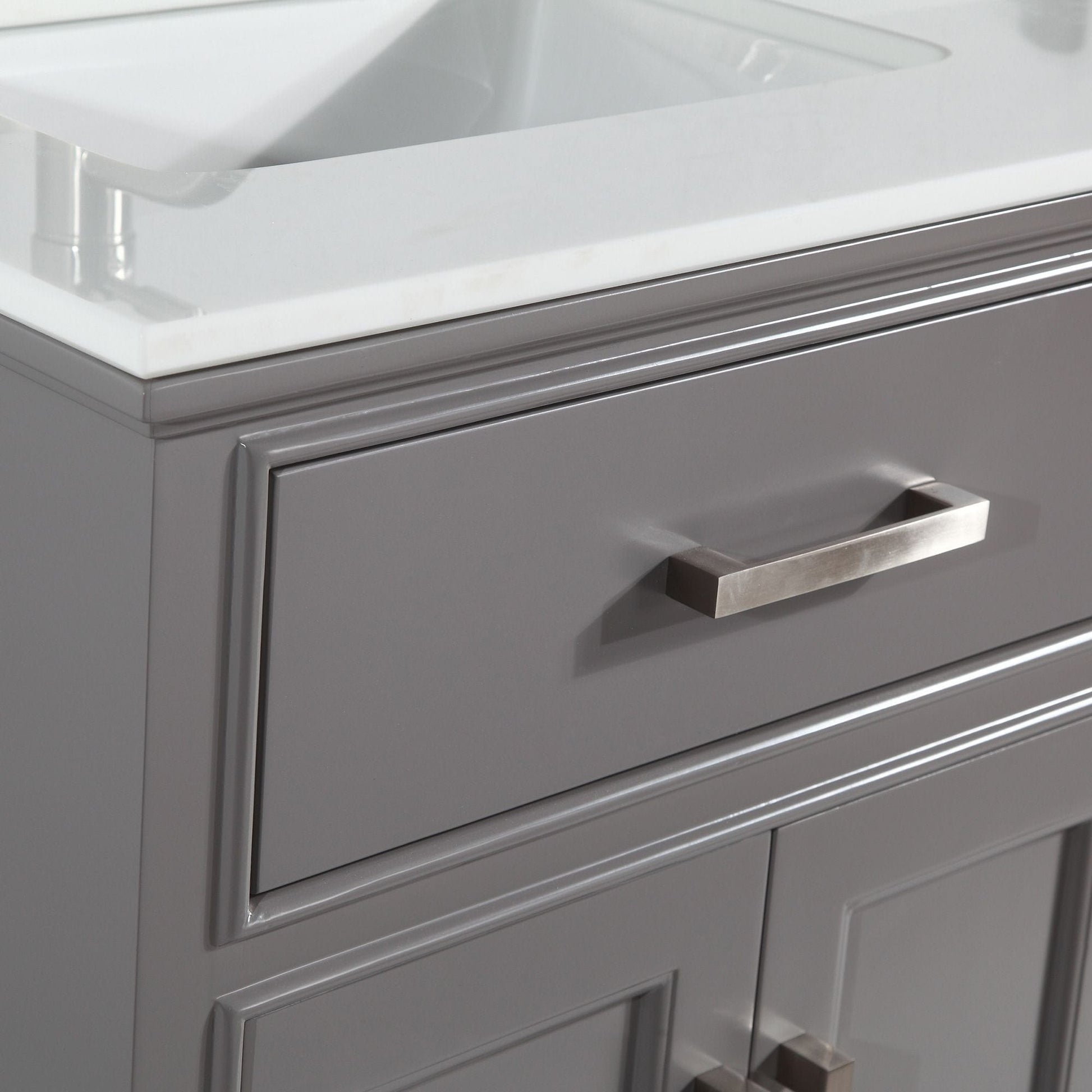 Vanity Art VA1060DG 60 Inch Double Sink Bathroom Vanity in Gray with White Marble Countertop - Vanity Art VA1060DG