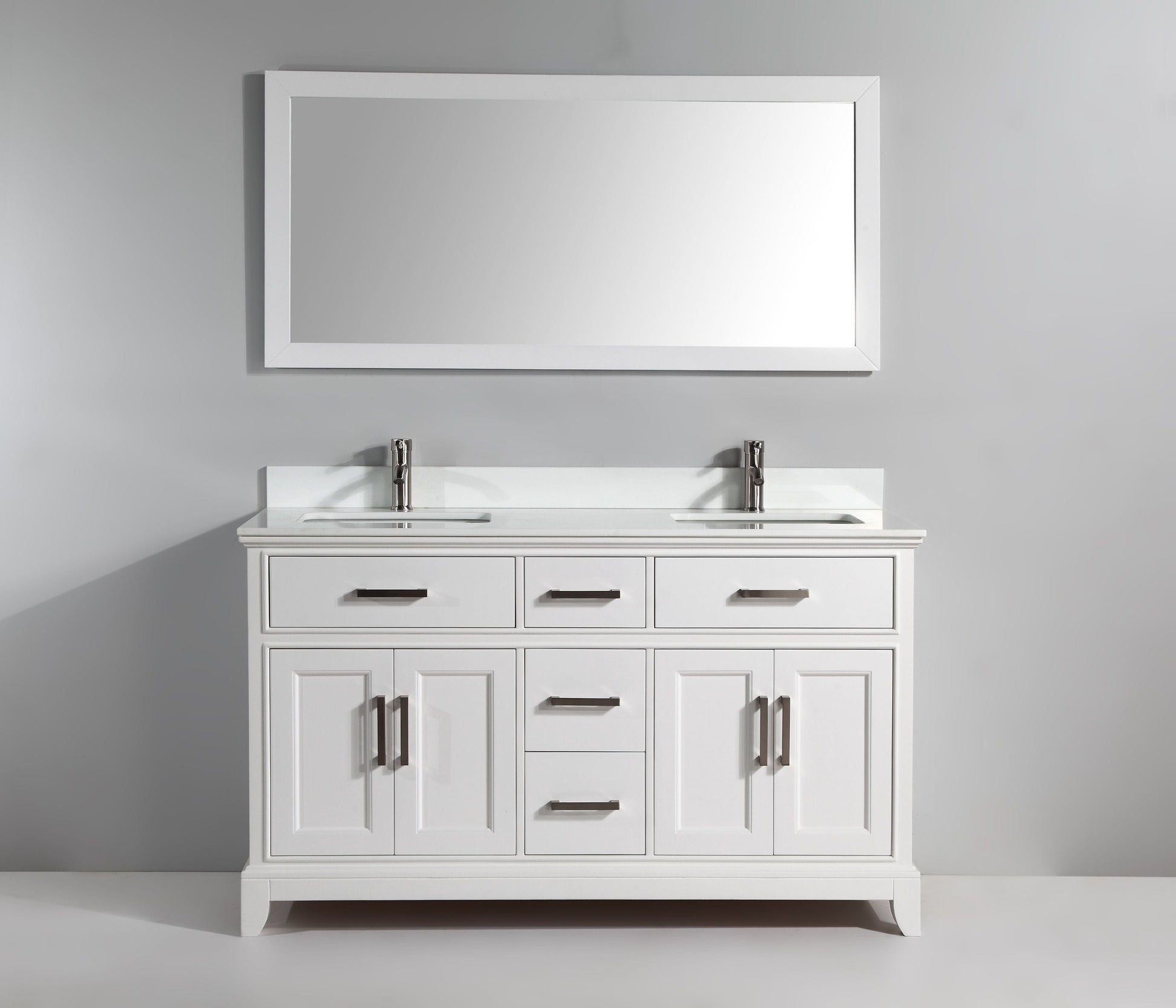 Vanity Art VA1060DW 60 Inch Double Sink Bathroom Vanity in White with White Marble Countertop - Vanity Art VA1060DW